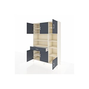 Hyperion Gardrop 10 Raflı Tek Çekmeceli 6 Kapaklı 132x44x195 Aytaşı-antrasit