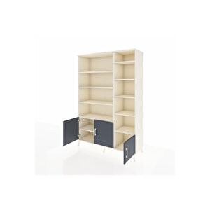 Hyperion Dolap 10 Raflı 3 Kapaklı 132x44x195 Aytaşı-antrasit/aytaşı