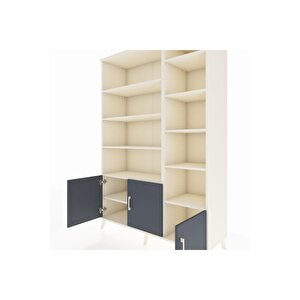 Hyperion Dolap 10 Raflı 3 Kapaklı 132x44x195 Aytaşı-antrasit/aytaşı