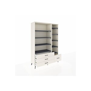 Hyperion Dolap 9 Raflı 4 Çekmeceli  132x44x195 Aytaşı-antrasit/aytaşı