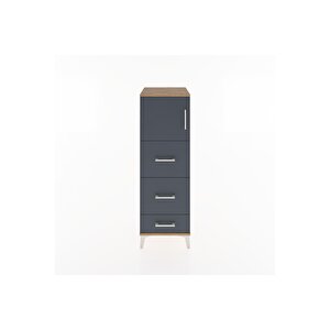 Hyperion Dolap Tek Raflı 3 Çekmeceli Tek Kapaklı 44x44x134 Çam-antrasit