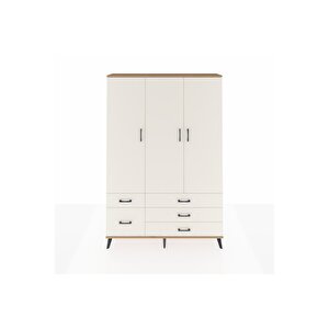 Arges Gardrop 5 Raflı 5 Çekmeceli Tek Askılı 132x30x195 Çam-aytaşı