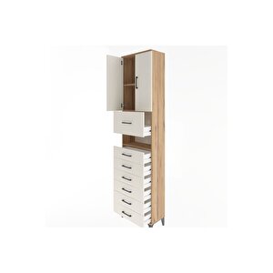 Arges Dolap 3 Raflı 6 Çekmeceli 2 Kapaklı 60x30x243 Çam-aytaşı