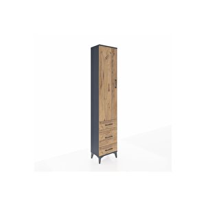 Arges Dolap 4 Raflı 3 Çekmeceli Tek Kapaklı 44x30x221 Antrasit-çam