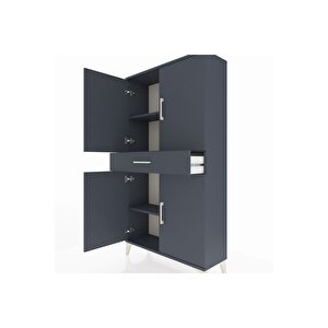 Arges Dolap 3 Raflı Tek Çekmeceli 4 Kapaklı 88x30x163 Antrasit-antrasit