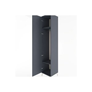 Hyperion Dolap 2 Raflı Tek Kapaklı Tek Askılı 44x44x221 Antrasit-antrasit