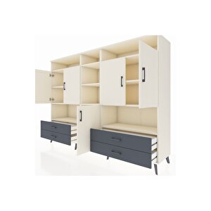 Hyperion Dolap 12 Raflı 4 Çekmeceli 5 Kapaklı 220x44x163 Aytaşı-aytaşı/antrasit