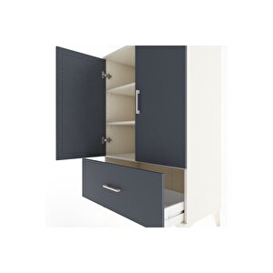 Hyperion Dolap 3 Raflı Tek Çekmeceli 2 Kapaklı 88x44x134 Aytaşı-antrasit