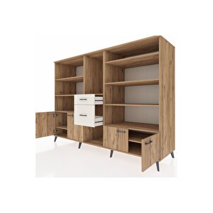 Kronos Dolap 10 Raflı 2 Çekmeceli 4 Kapaklı 220x59x163 Çam-çam/aytaşı