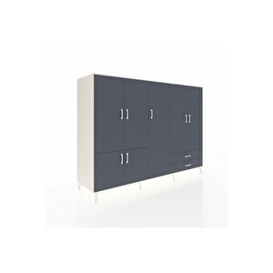Kronos Dolap 12 Raflı 2 Çekmeceli 7 Kapaklı 220x59x163 Aytaşı-antrasit