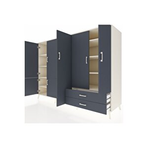 Kronos Dolap 12 Raflı 2 Çekmeceli 7 Kapaklı 220x59x163 Aytaşı-antrasit