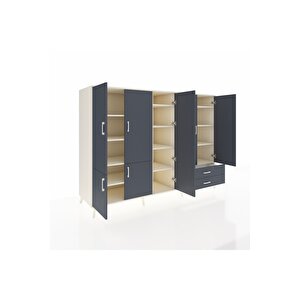 Kronos Dolap 12 Raflı 2 Çekmeceli 7 Kapaklı 220x59x163 Aytaşı-antrasit