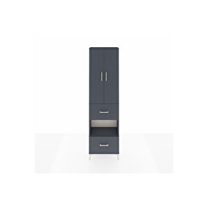 Arges Dolap 3 Raflı 2 Çekmeceli Tek Askılı 60x30x221 Antrasit-antrasit