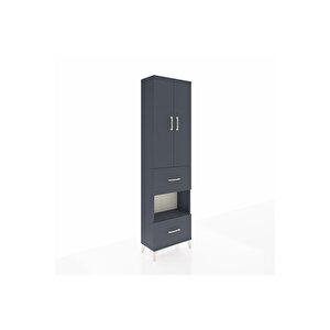 Arges Dolap 3 Raflı 2 Çekmeceli Tek Askılı 60x30x221 Antrasit-antrasit
