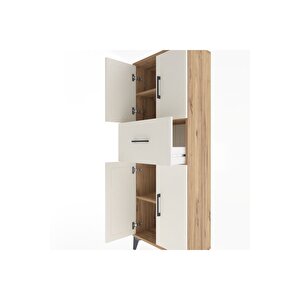 Arges Dolap 2 Raflı Tek Çekmeceli 4 Kapaklı 60x30x163 Çam-aytaşı