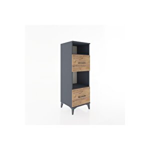 Hyperion Dolap 2 Raflı 2 Çekmeceli 44x44x134 Antrasit-çam