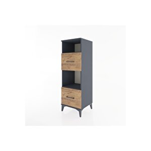 Hyperion Dolap 2 Raflı 2 Çekmeceli 44x44x134 Antrasit-çam
