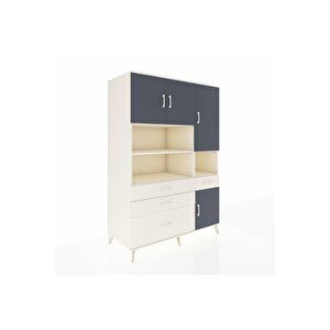 Kronos Dolap 9 Raflı 4 Çekmeceli 4 Kapaklı 132x59x195 Aytaşı-antrasit/aytaşı
