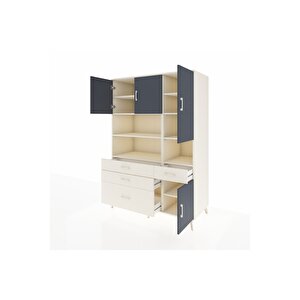 Kronos Dolap 9 Raflı 4 Çekmeceli 4 Kapaklı 132x59x195 Aytaşı-antrasit/aytaşı