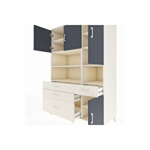 Kronos Dolap 9 Raflı 4 Çekmeceli 4 Kapaklı 132x59x195 Aytaşı-antrasit/aytaşı