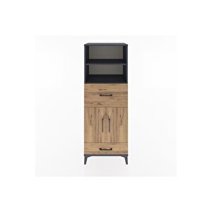 Hyperion Dolap 4 Raflı 2 Çekmeceli 2 Kapaklı 60x44x163 Antrasit-çam