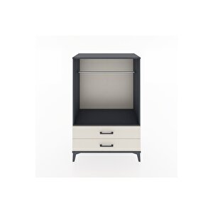 Hyperion Dolap Tek Raflı 2 Çekmeceli Tek Askılı 88x44x134 Antrasit-aytaşı