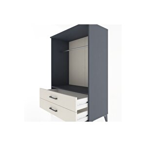 Hyperion Dolap Tek Raflı 2 Çekmeceli Tek Askılı 88x44x134 Antrasit-aytaşı