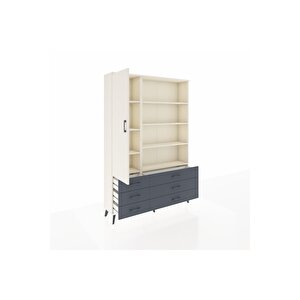 Arges Dolap 8 Raflı 6 Çekmeceli Tek Kapaklı  132x30x195 Aytaşı-aytaşı/antrasit