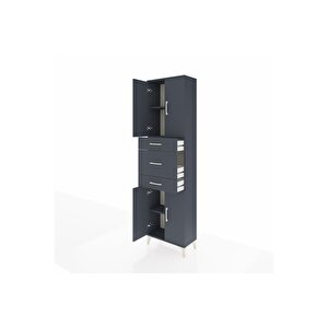 Arges Dolap 3 Raflı 3 Çekmeceli 4 Kapaklı 60x30x221 Antrasit-antrasit