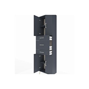 Arges Dolap 3 Raflı 3 Çekmeceli 4 Kapaklı 60x30x221 Antrasit-antrasit