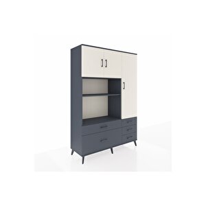 Hyperion Dolap 7 Raflı 5 Çekmeceli 3 Kapaklı 132x44x195 Antrasit-aytaşı/antrasit