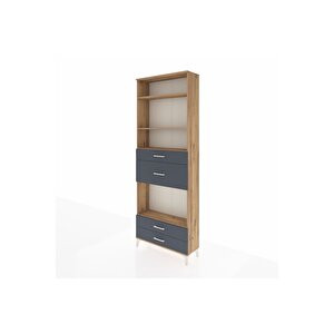 Arges Dolap 4 Raflı 4 Çekmeceli 88x30x243 Çam-antrasit