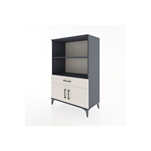 Hyperion Dolap 2 Raflı Tek Çekmeceli 2 Kapaklı 88x44x134 Antrasit-aytaşı