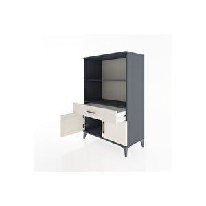 Hyperion Dolap 2 Raflı Tek Çekmeceli 2 Kapaklı 88x44x134 Antrasit-aytaşı