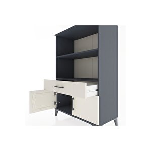 Hyperion Dolap 2 Raflı Tek Çekmeceli 2 Kapaklı 88x44x134 Antrasit-aytaşı