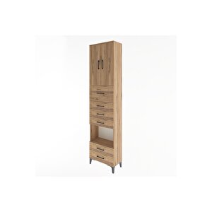 Arges Dolap 3 Raflı 6 Çekmeceli 2 Kapaklı 60x30x243 Çam-çam