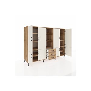 Kronos Dolap 11 Raflı 3 Çekmeceli 8 Kapaklı 220x59x163 Çam-aytaşı/çam