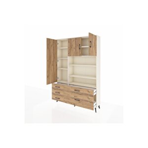 Arges Gardrop 9 Raflı 5 Çekmeceli 3 Kapaklı 132x30x195 Aytaşı-çam