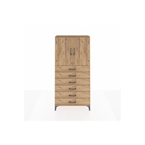Arges Dolap 2 Raflı 6 Çekmeceli 2 Kapaklı 88x30x182 Çam-çam