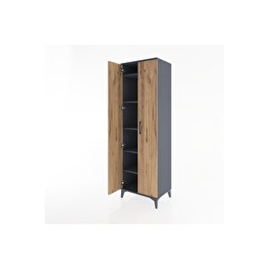 Hyperion Dolap 5 Raflı 2 Kapaklı 60x44x195 Antrasit-çam