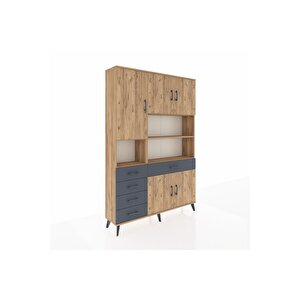 Arges Dolap 9 Raflı 5 Çekmeceli 5 Kapaklı 132x30x195 Çam-çam/antrasit