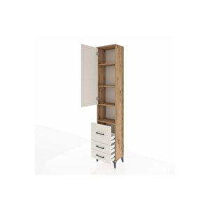 Arges Dolap 4 Raflı 3 Çekmeceli Tek Kapaklı 44x30x221 Çam-aytaşı