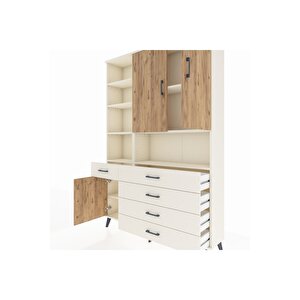 Arges Dolap 8 Raflı 5 Çekmeceli 3 Kapaklı 132x30x195 Aytaşı-çam/aytaşı