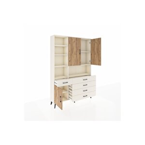 Arges Dolap 8 Raflı 5 Çekmeceli 3 Kapaklı 132x30x195 Aytaşı-çam/aytaşı
