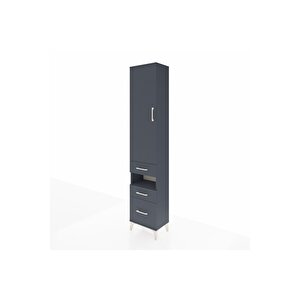 Arges Dolap 4 Raflı 3 Çekmeceli Tek Kapaklı 44x30x221 Antrasit-antrasit