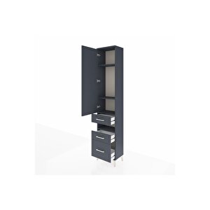 Arges Dolap 4 Raflı 3 Çekmeceli Tek Kapaklı 44x30x221 Antrasit-antrasit