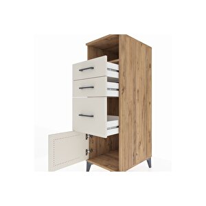 Kronos Dolap Tek Raflı 3 Çekmeceli Tek Kapaklı 44x59x134 Çam-aytaşı