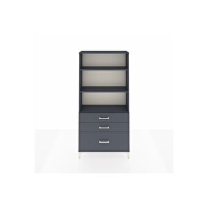 Arges Dolap 3 Raflı 3 Çekmeceli 88x30x182 Antrasit-antrasit