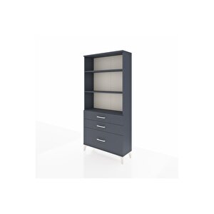 Arges Dolap 3 Raflı 3 Çekmeceli 88x30x182 Antrasit-antrasit