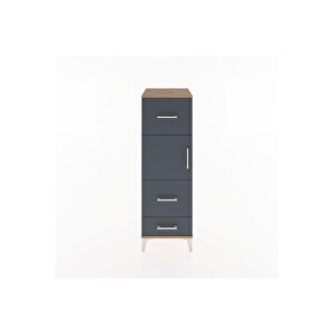 Hyperion Dolap Tek Raflı 3 Çekmeceli Tek Kapaklı 44x44x134 Çam-antrasit